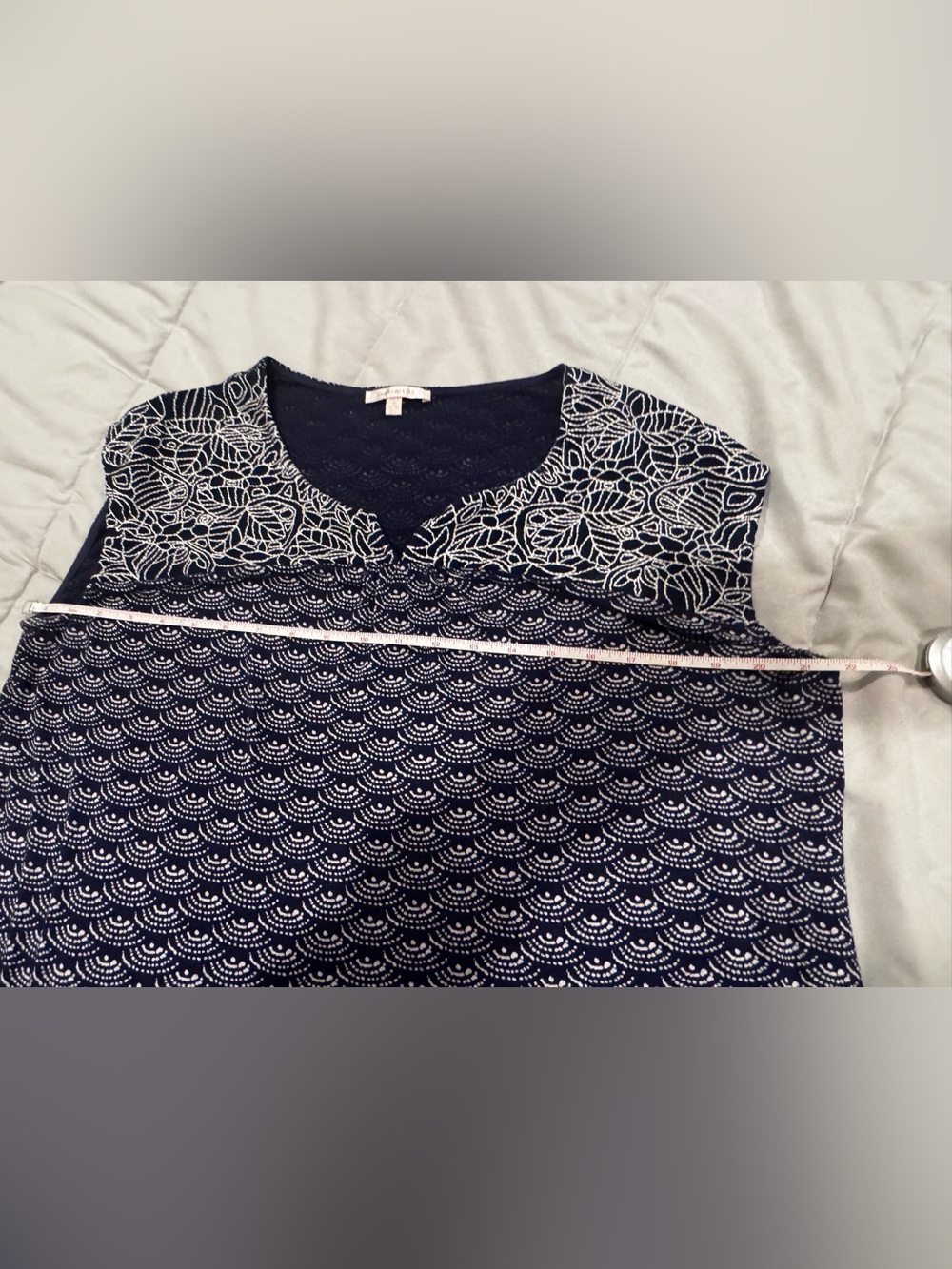 Skies Are Blue Navy and White Sleeveless Tunic with Embroidered Yoke - Picture 6 of 8